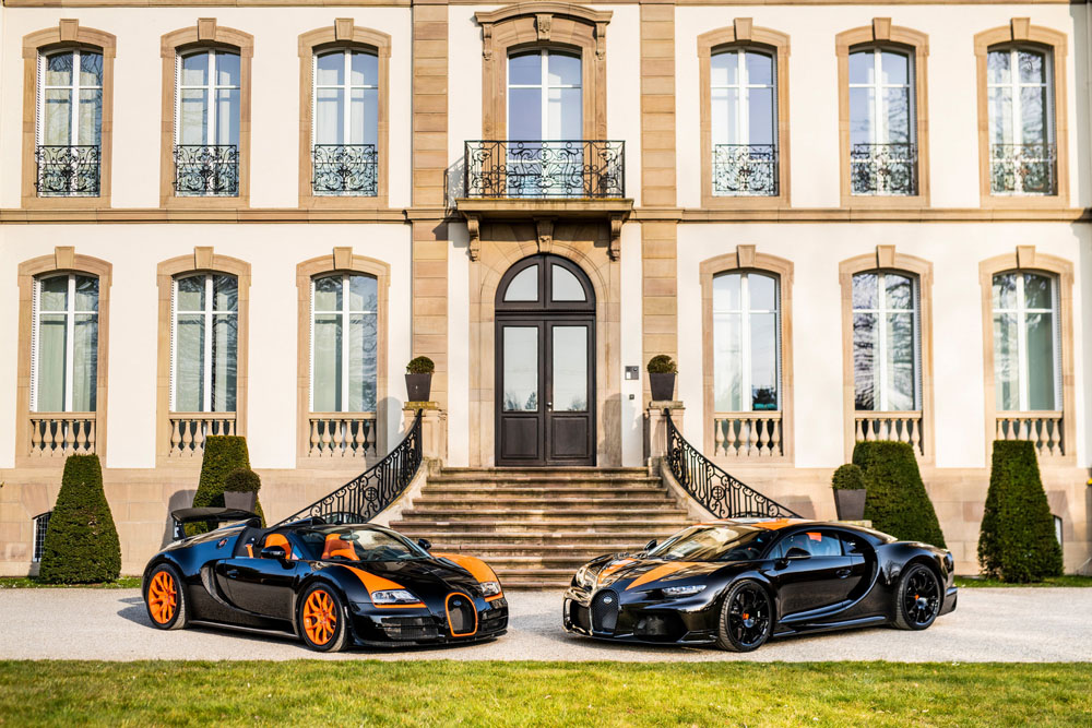 2022 Bugatti Veyron y Bugatti Chiron en Molsheim.