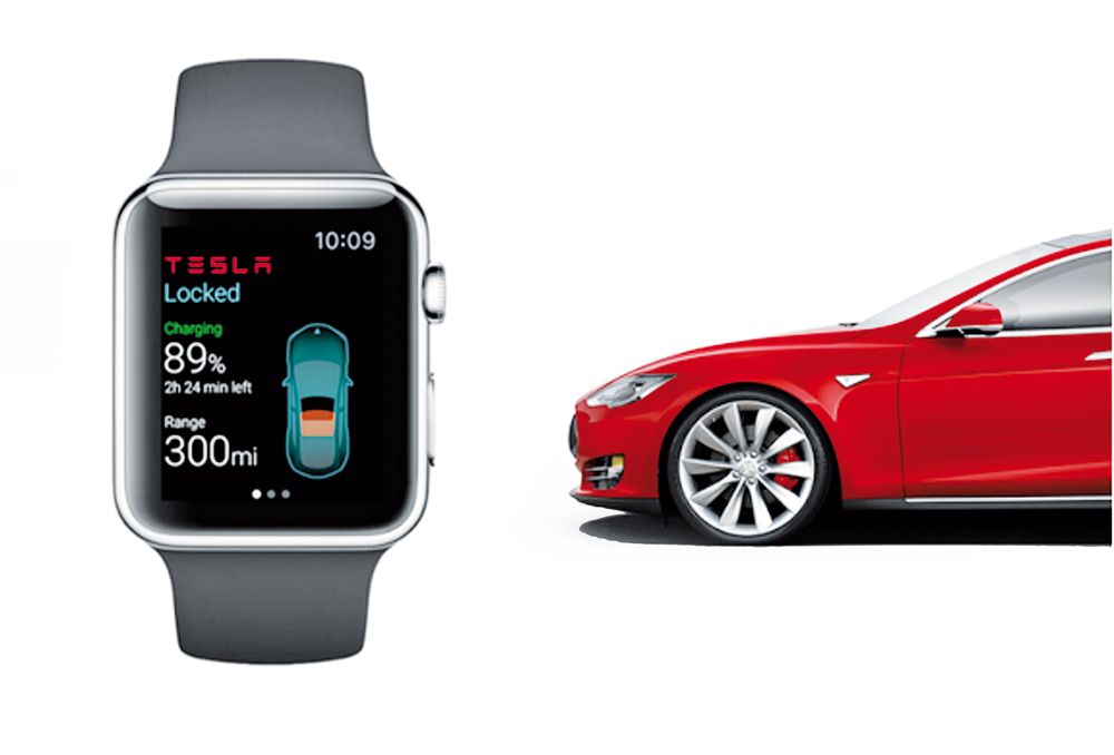 Tesla y el mundo digital van de la mano. La propia aplicación para interactuar con tu coche la puedes llevar en tu smartwatch.