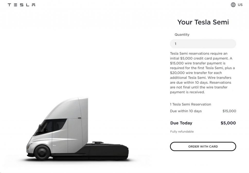 2023 Tesla Semi Reservation Page Motor16
