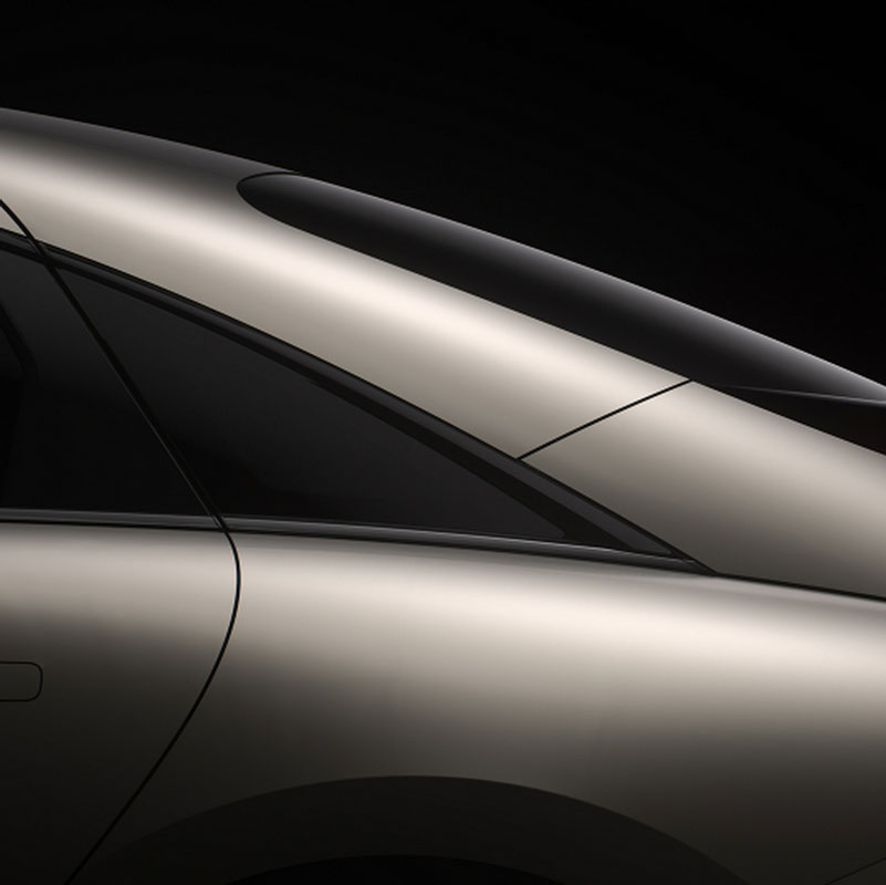Hyundai Ioniq 6. Imagen teaser perfil trasero.