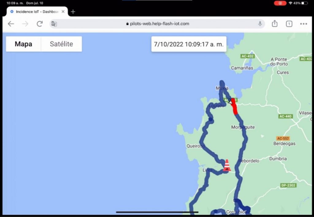 Prueba real monitorizada en la plataforma DGT 3.0.