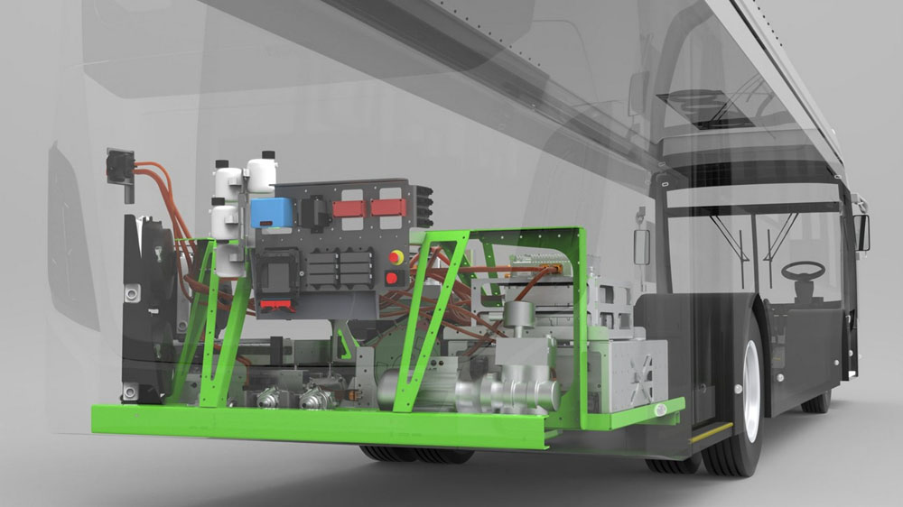 Kleanbus puede convertir cualquier autobús diésel en eléctrico 1 Motor16 Kleanbus EV. Imagen módulo eléctrico.