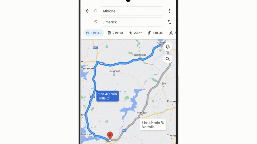 Gasoline, diesel, hybrid, electric... Based on your car, Google Maps calculates the right route for you