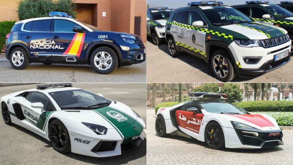 Distintos coches policiales