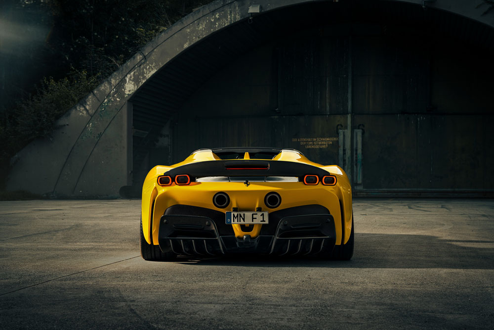 Más de 1.100 CV ofrece el Ferrari SF90 Spider gracias a Novitec 1 Motor16 Novitec SF90 Spider. Imagen estática trasera.