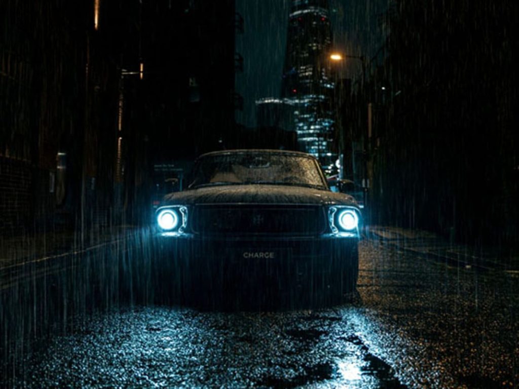 2025 Ford Mustang Fastback EV. Charge Cars. Imagen frontal.