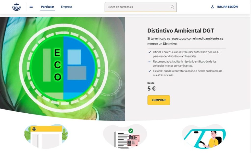 comprar etiqueta DGT Correos Motor16
