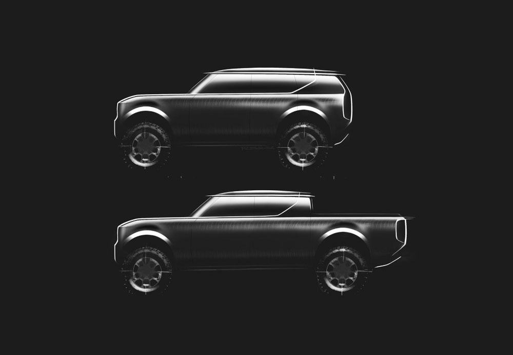 El International Harvester Scout regresa a la vida en eléctrico 2 Motor16 International Harvester Scout. Imagen teaser pick-up y todoterreno.