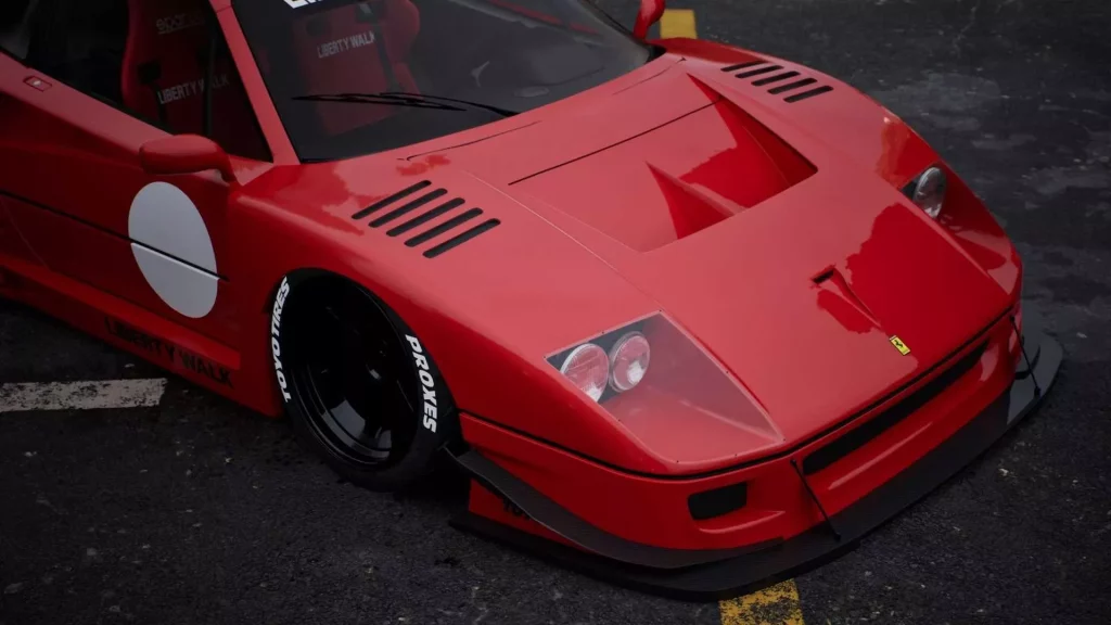 Ferrari F40 Liberty Walk. Imagen detalle delantero.