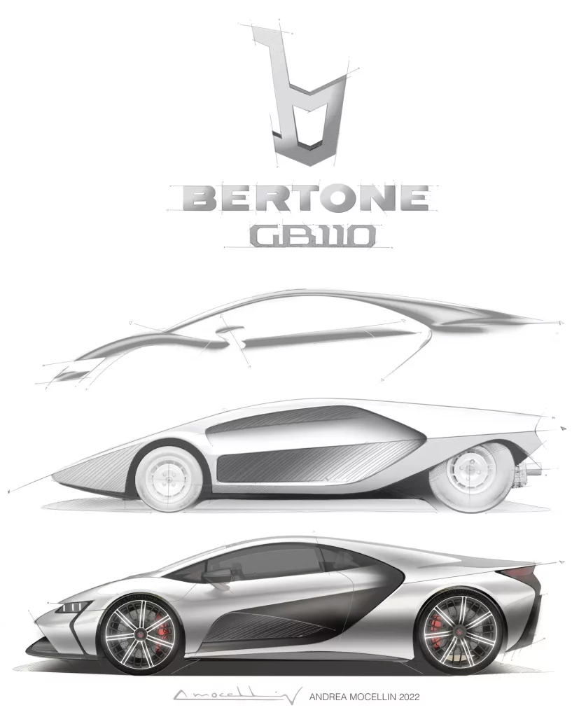 Bertone GB110. Boceto de la silueta.