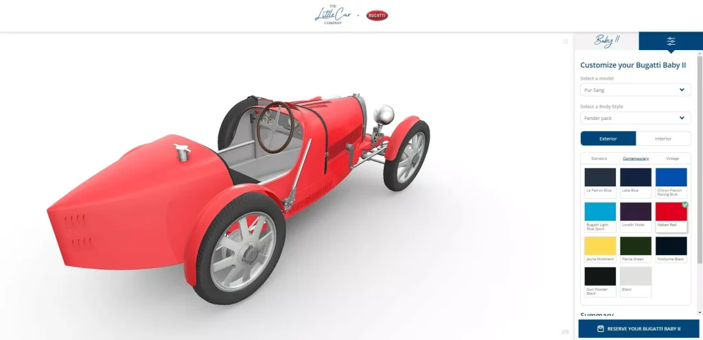 2022 Bugatti Baby II. Imagen configurador.