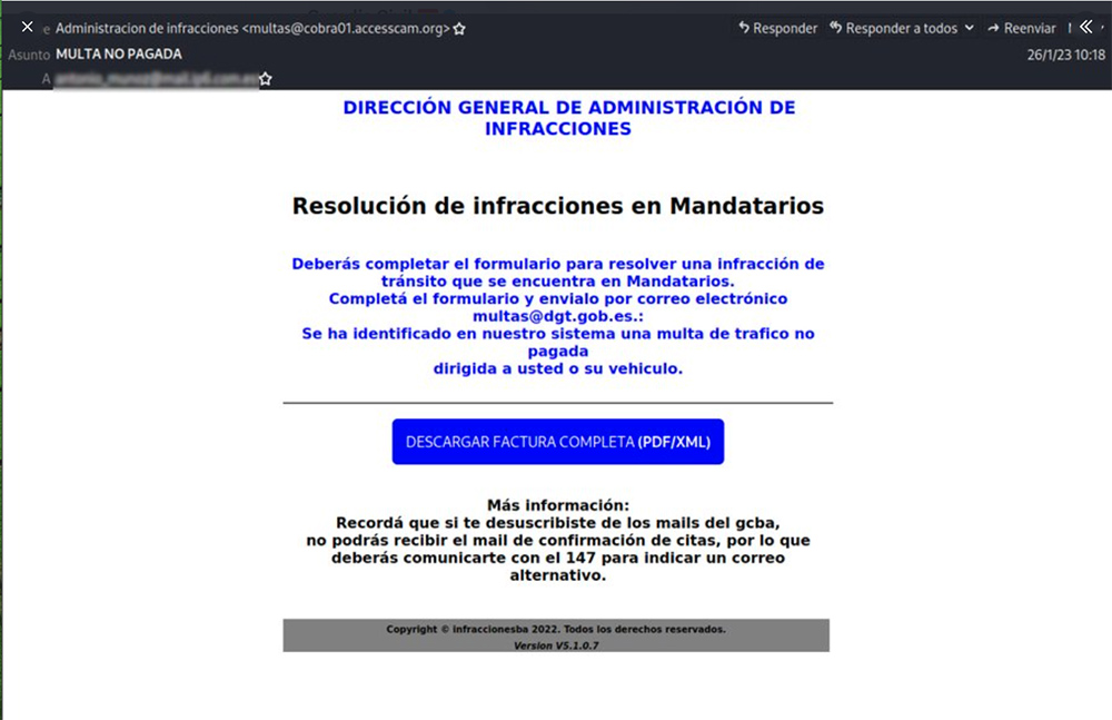 Día de Internet Segura: la falsa multa de la DGT que te infectará el ordenador 1 Motor16 ALERTA MULTA FALSA DGT Motor16