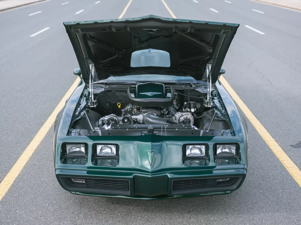 1979 Pontiac Firebird Trans Am Retro Designs. Imagen motor V8.