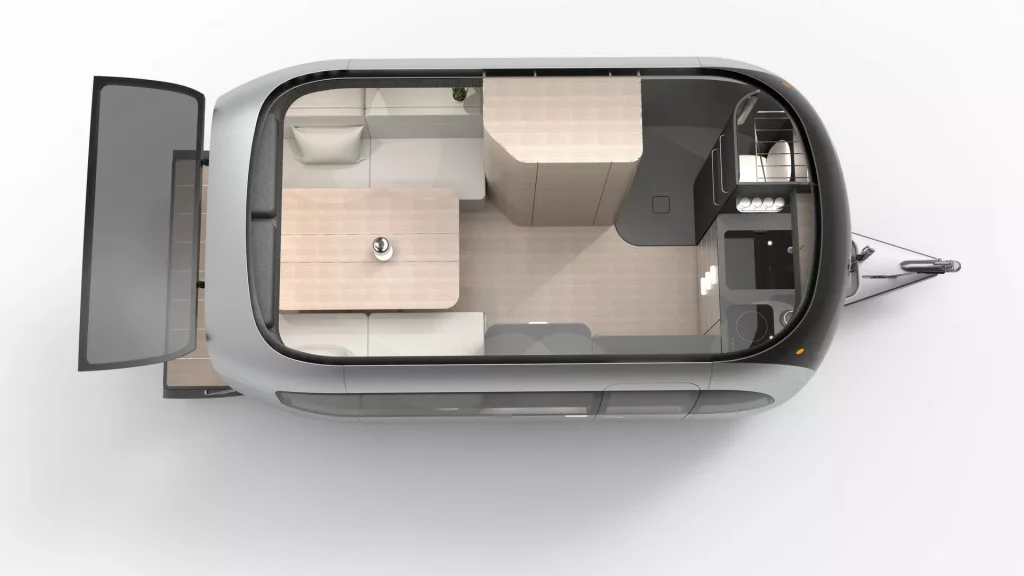 2023 Airstream Porsche caravana. Imagen interior.