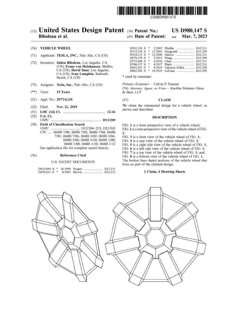 2023 Tesla Cybertruck Wheel Cover Patente 1 Motor16