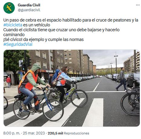 El tuit que la Guardia Civil ha dedicado a los ciclistas y que ha incendiado las redes sociales 15 Motor16 imagen 140 Motor16