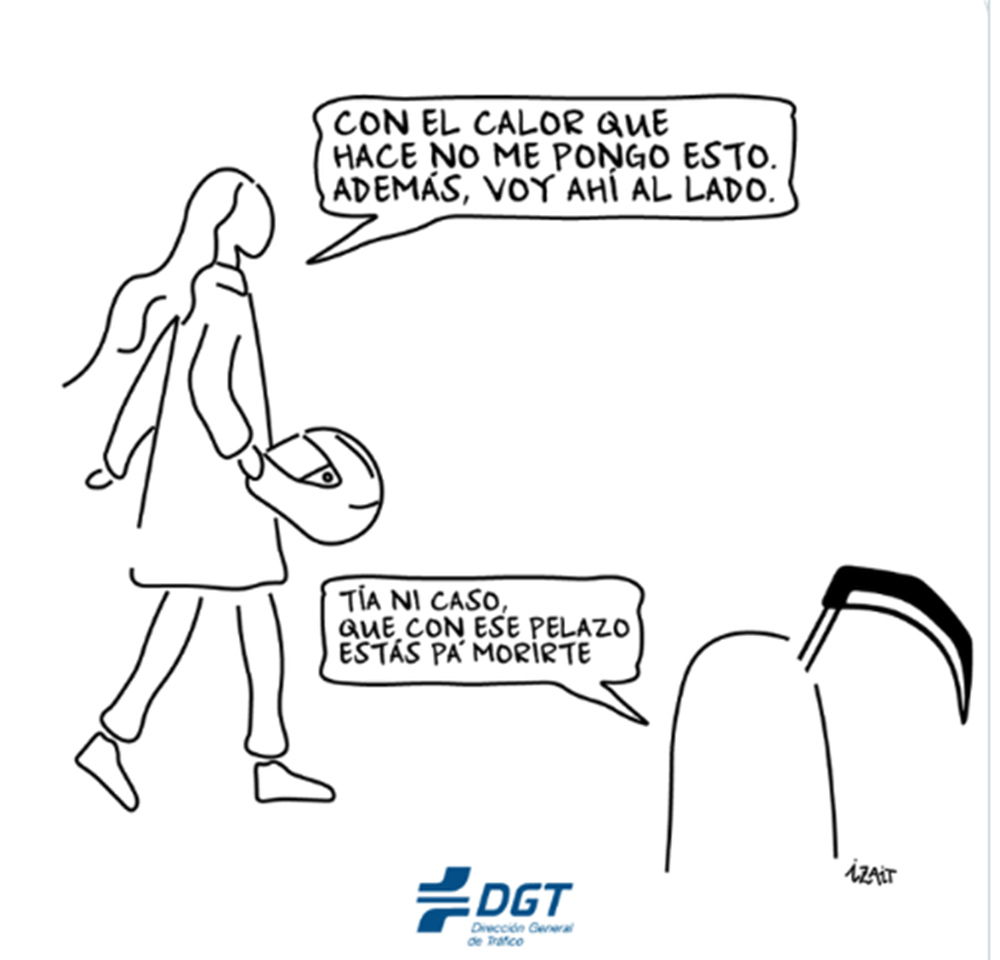 La DGT se pasa al humor negro en Twitter 109 Motor16 DGT vineta casco humor negro Motor16