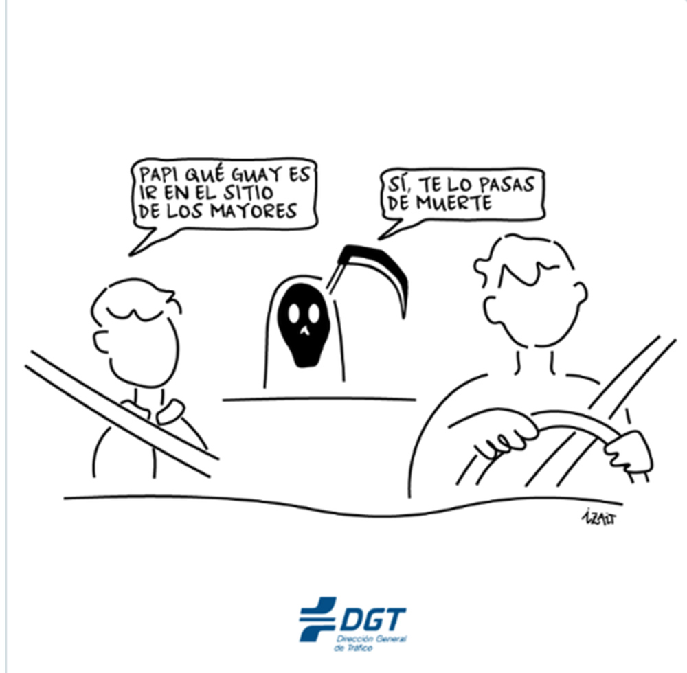 La DGT se pasa al humor negro en Twitter 2 Motor16 DGT vineta menores coche humor negro Motor16