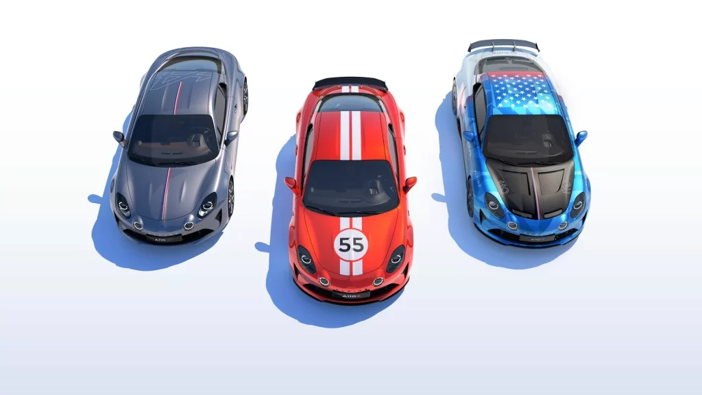 2023 Alpine A110 Decoraciones Atelier. Imagen trío.