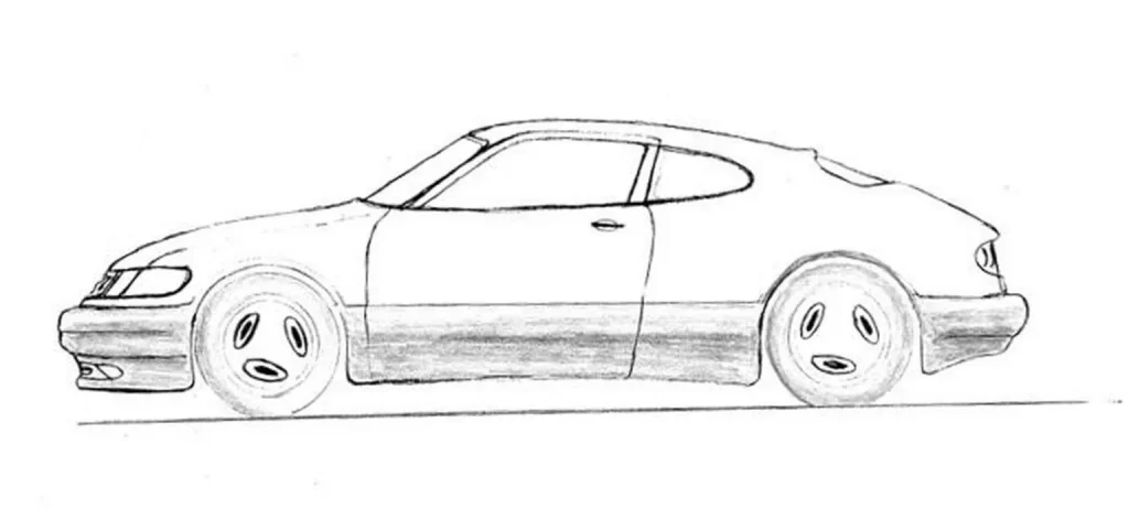 1997 Saab EX Prototype. Imagen boceto.