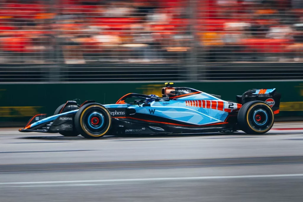 2023 Williams FW45 Gulf. Imagen movimiento.