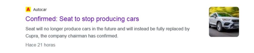Seat sigue su plan pese a la 'tormenta' caída en Múnich 1 Motor16 Screenshot 2023 09 05 at 09 11 11 autocar seat Buscar con Google Motor16