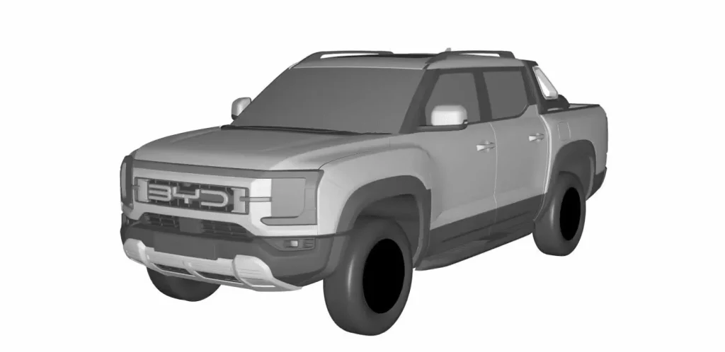 BYD lanzará un pick-up '0 emisiones' y más potente que un Ranger Raptor 1 Motor16 2023 BYD Pick-Up EV Patente. Imagen delantera.