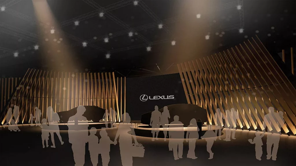 El Lexus más avanzado de la historia se desvela en el Japan Mobility Show 3 Motor16 2023 Lexus EV Concept Teaser. Imagen stand.