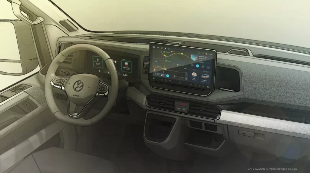 El Volkswagen Crafter tendrá el interior y la tecnología del nuevo Tiguan 2 Motor16 2023 Volkswagen Crafter Bocetos. Imagen interior.