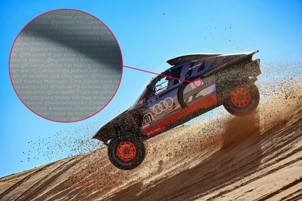 Apoya a Carlos Sainz en el Dakar y tu mensaje formará parte de su coche 1 Motor16 mensajes Carlos Sainz Audi Dakar1 Motor16