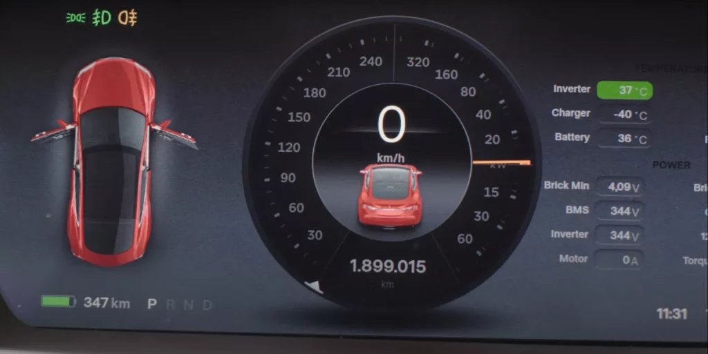 2023 Tesla Model S 2 millones kilómetros. Imagen odómetro.