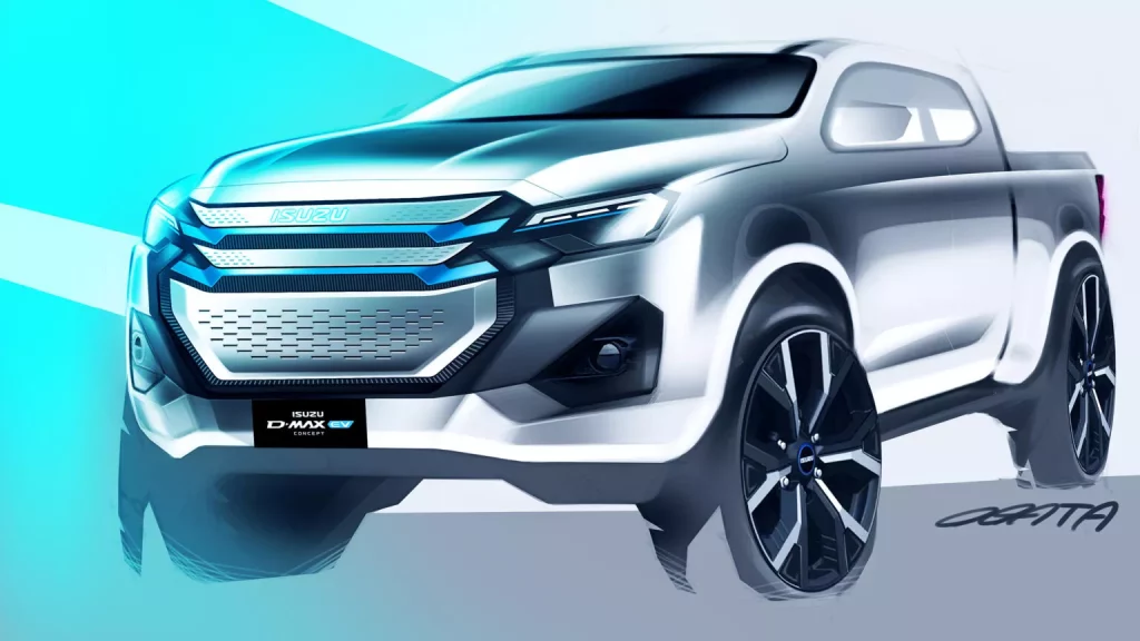 2024 Isuzu D-Max BEV Prototype. Imagen boceto.