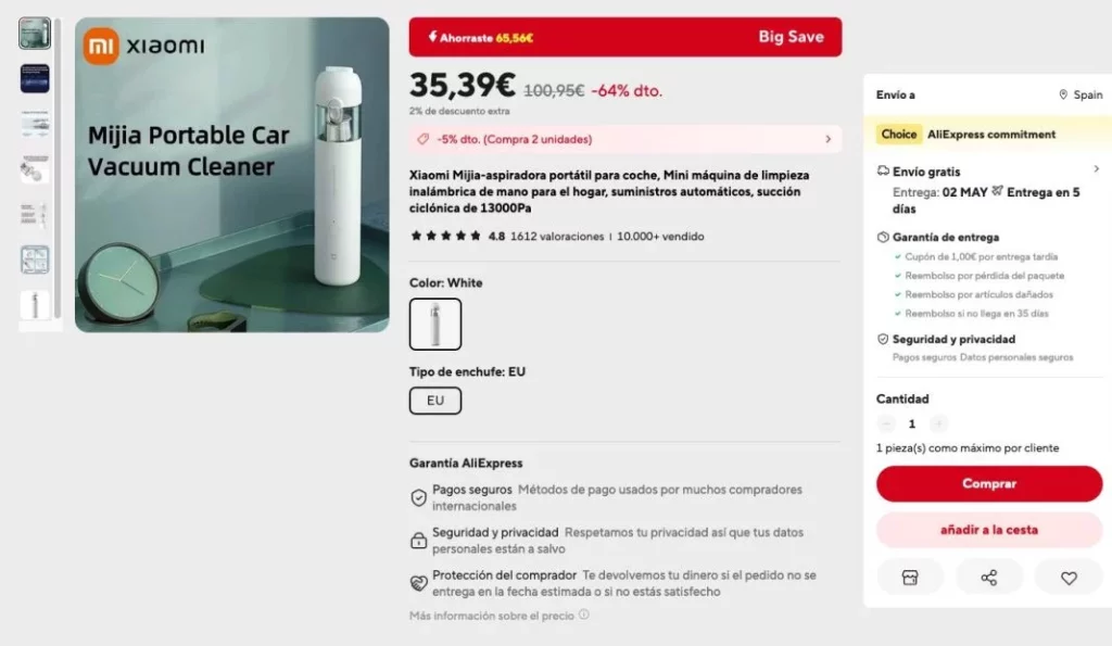 Xiaomi fabrica el accesorio imprescindible para tu coche y AliExpress lo ofrece a un precio de risa 19 Motor16 AliExpress Xiaomi Vacuum Motor16