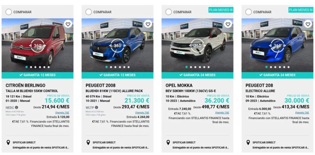 Algunos de los coches de Spoticar Direct a la venta.