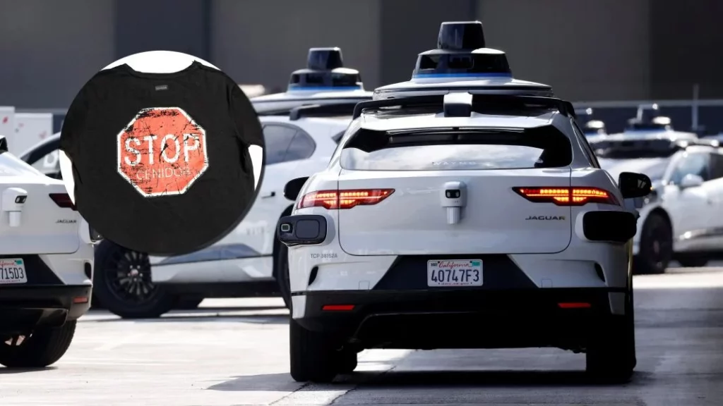 Un robotaxi Jaguar I-Pace “multado” por circular en sentido contrario 1 Motor16 robotaxi Coches de Waymo pasan vergüenza al confundirse camisetas con señales de tránsito.