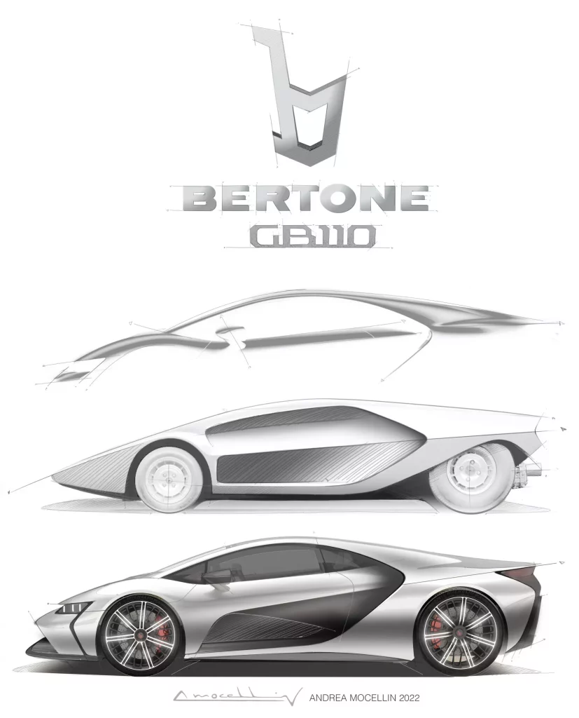 Bertone GB110: El superdeportivo cuyo V10 funciona con basura 2 Motor16 2024 Bertone GB110. Imagen boceto lateral.