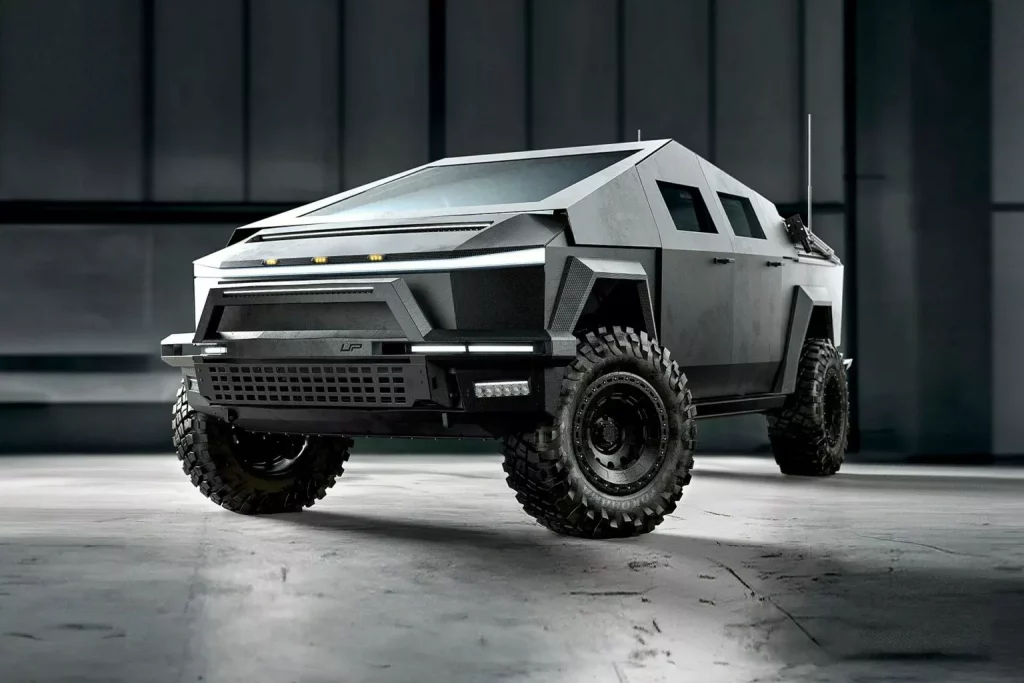 El Tesla Cybertruck se prepara para la guerra: Literal 1 Motor16 2024 Tesla Cybertruck. Sting blindado. Imagen delantera.