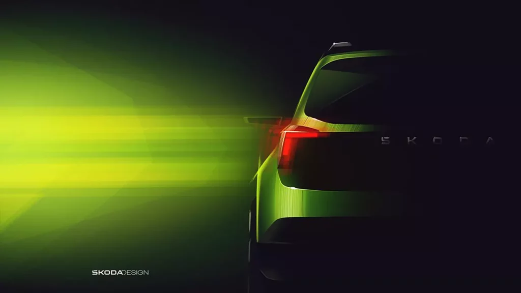 Skoda Kylaq: El diminuto SUV urbano que prepara la firma checa 1 Motor16 2024 Skoda Kylaq Teaser. Imagen trasera.