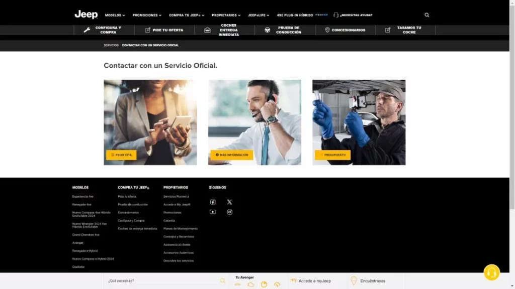 En la web de Jeep las piezas se agrupan en tres marcas diferenciadas.