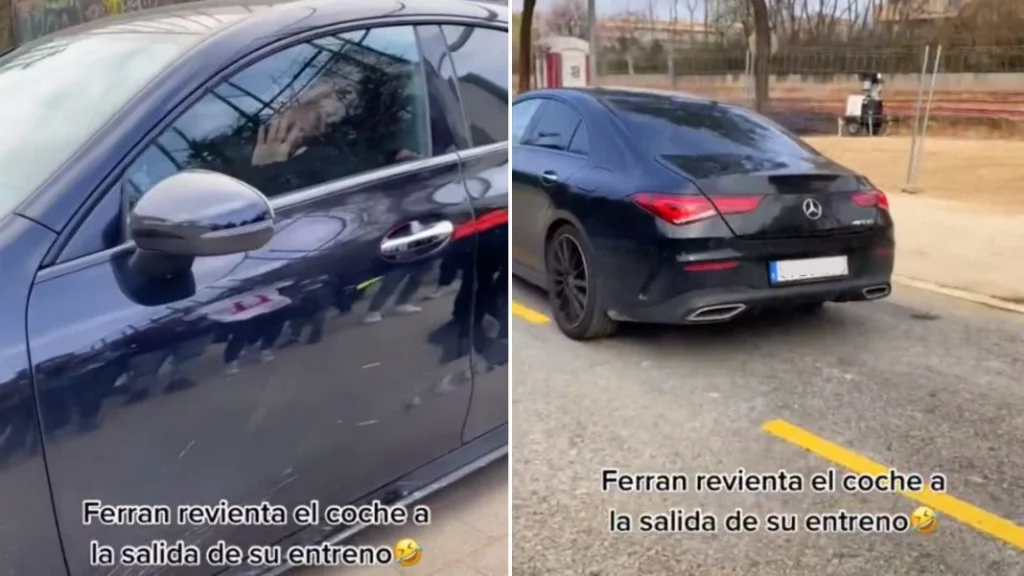 Ferrán Torres demuestra que no solamente está bajo en el fútbol, sino también en la conducción 1 Motor16 Así fue el incidente de Ferrán Torres con su Mercedes-Benz