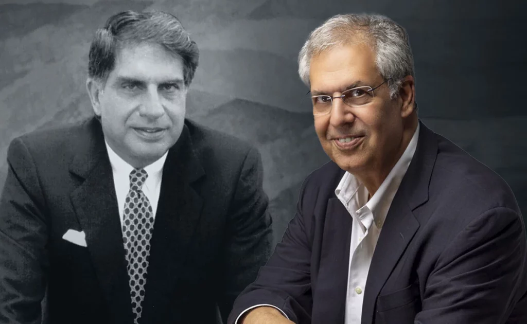 Las dinastías que siguen controlando los grandes imperios del automóvil 6 Motor16 Noel Tata (derecha) junto a una imagen del fallecido Ratan Tata