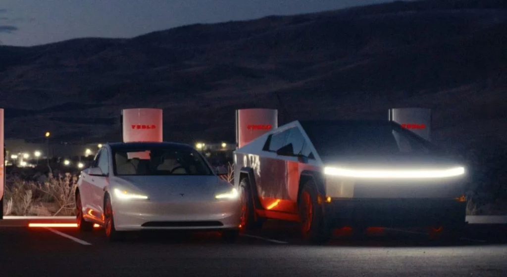 2024 Tesla Model 3 y Cybertruck. Cargador. Imagen.