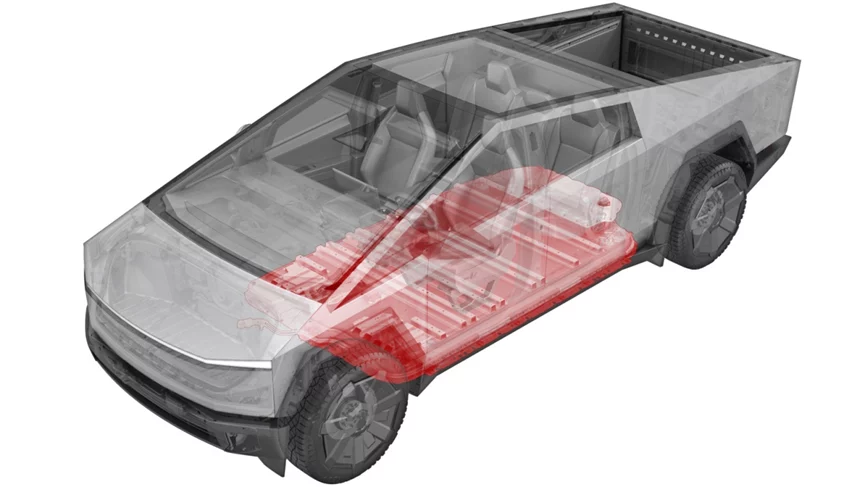 2024 Tesla Cybertruck. Radiografía batería. Imagen.