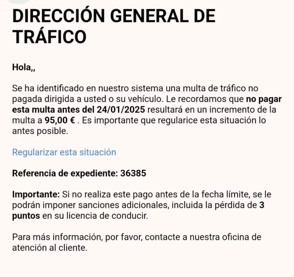 Si la DGT te manda un correo, sospecha antes de abrirlo 1 Motor16 Correo electrónico suplantando a la DGT.