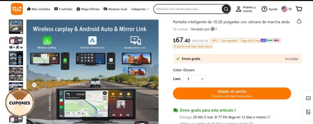 ¿Cuál es el precio de esta pantalla portátil?