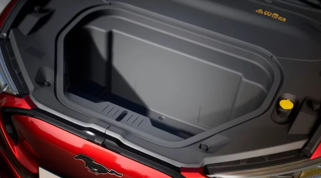El detalle que caracteriza a todos los Ford Mustang Mach-E y que cambiará a golpe de demanda 2 Motor16 2025 Ford Mustang Mach-E. Detalle puerta. Imagen frunk.