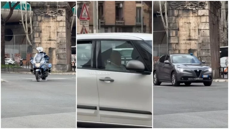 Motos BMW y Alfa Romeo Stelvio como escolta para acompañar al Papa Francisco a la salida del hospital