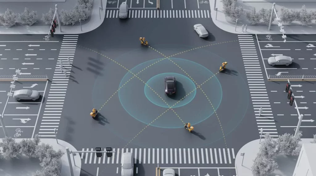 2025 Sensor LiDAR. Conducción autónoma. Imagen ciudad.