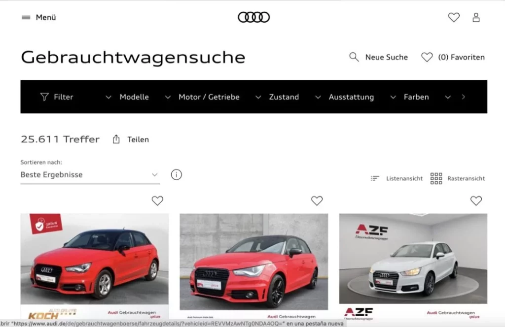 Audi hace saltar las alarmas: el fraude de coches de segunda mano que vienen de Alemania, Austria y Suiza 1 Motor16 Página web concesionario Audi