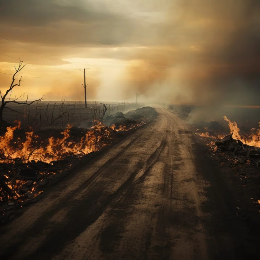 2025 Incendio en una carretera. Fuego. Imagen portada.
